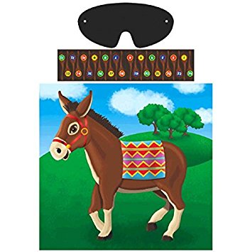 Amscan Carnival Fair Fun Pin The Tail On The Donkey Game Party Activity, Multicolor, 17" X 17 1/4"