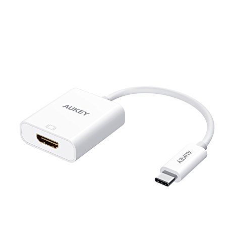 AUKEY USB C to HDMI Adapter 4k / 30Hz USB Type C Male to HDMI Female for MacBook Pro 2016 , ChromeBook Pixel , and Other Type C Supported PC - White