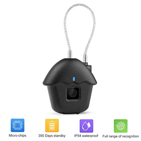 Freehawk Smart Fingerprint Padlock Anti-Theft Keyless Padlock USB Charge IP54 Waterproof for Locker, Suitcase, Travel Luggage, Cabinet Box, Golf Bags, Handbags, School Bags