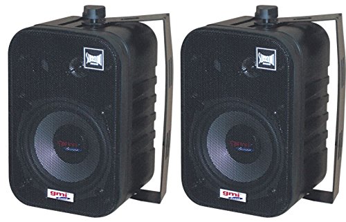 Pair Of 2-Way Indoor/Outdoor Speakers - Marine Weatherproof Box - 400 Watts - For Deck, Patio, Or Backyard Music - GMI-9050-Black, By GMI Pro