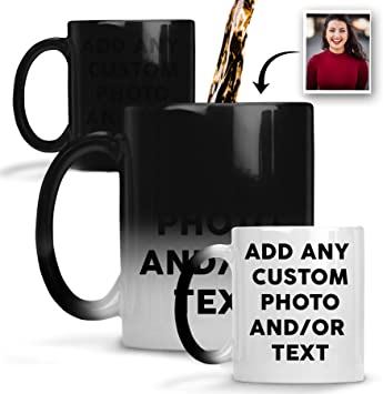 Custom Photo Magic Color Changing Coffee Mug Cup, Personalized Picture Coffee 11 Oz Mug, Add Text and Images To Customized Mug, Gift for Christmas, Father And Mothers Day Gift(Color Changing 11 Ounce)
