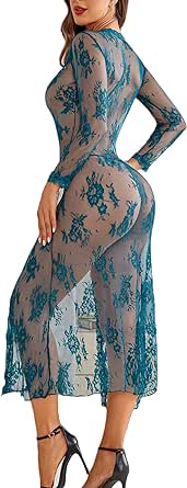 Avidlove Sexy Lace Robe for Women Lingerie Bridal Lace Babydoll Robe Lingerie Sheer Wedding Gown