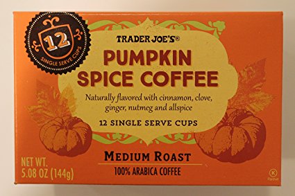 Trader Joes Pumpkin Spice Medium Roast Coffee, 12 Single Serve K-Cup Box (12 ...