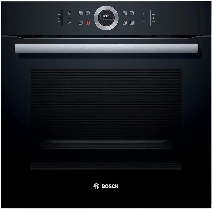 Bosch Serie 8 HBG675BB1 - Horno multifunción, 60 cm, Autolimpieza pirolítica, 3400 W , 13 funciones, Bloqueo de seguridad, Color Negro-Acero inoxidable [Clase de eficiencia energética A ]