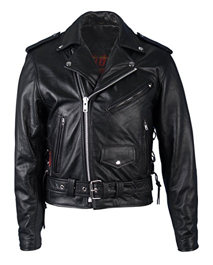 Hot Leathers Classic Motorcycle Jacket with Zip Out Lining (Black, Size 44)