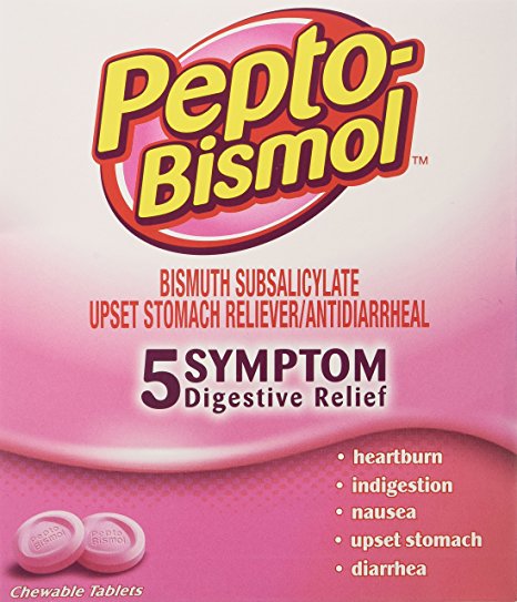 Pepto Bismol Individual Sealed 2 Tablets in a Packet (2 Boxes of 25 Packets) Total 100 Tablets