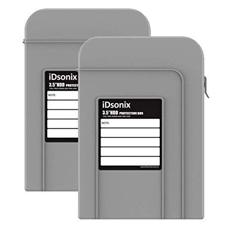 2X iDsonix 3.5" IDE/SATA HDD External Protection Boxes/Hard Drive Protective Storage Bags Grey