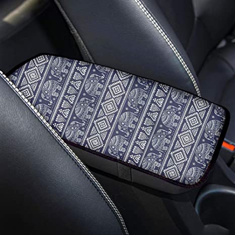 Micandle Elephant Center Console Pad, Armrest Box Cover, Novelty Print Middle Console Cover Cushion Universal Car Accessories for Most Vehicle SUV Truck