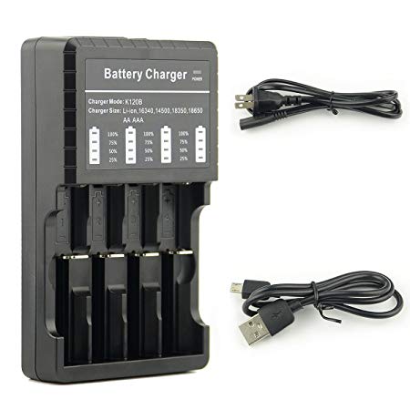 SMILEPOWO Smart Battery Charger,USB Battery Charger for Li-ion IMR Ni-MH，NiCd，AA，AAA AAAA，18650，18500，17670，18700，18350 14500 16340 Lithium Battery