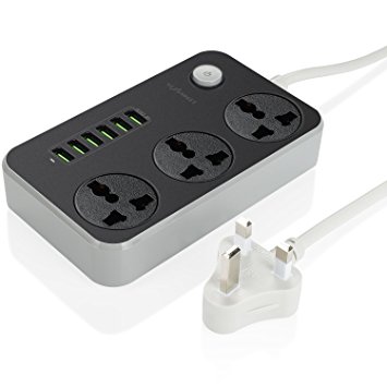 Nexgadget Power Strip Outlet Surge Protector Smart Charging Station with 3 Mini AC Outlets and 6 USB Charging Ports 6.56ft Cord for Office Hotel Nightstand Home and Travel