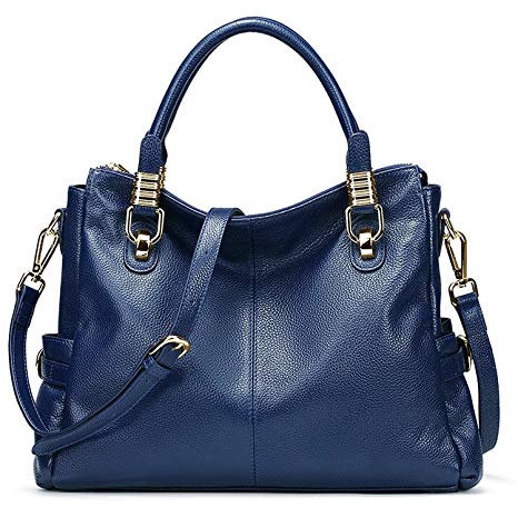 BIG SALE-AINIMOER Womens Soft Vintage Genuine Leather Tote Shoulder Bag Top-handle Crossbody Handbags Ladies' Messenger Purse(Blue)