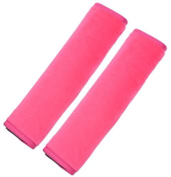 BCP Pack of 2pcs 10-1/2 Inches Velvet Car Safety Seat Belt Comfortable Shoulder Pads Covers (Hot Pink Color)