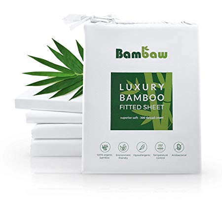 Bambaw Bamboo fitted sheet | King Fitted Sheet | Temperature control | Hypoallergenic Sheet | Breathable Fabric | White - 150x200