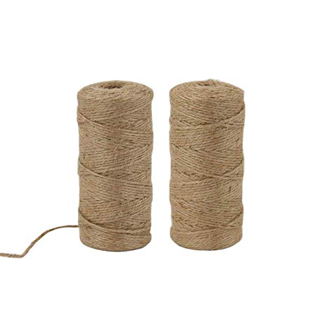 IBRAVEBOX Jute Twine String 2mm 328 Feet/2 Rolls 3 Ply Brown Durable Twine Perfect for Tags Tie, Homemade Art, DIY Crafts