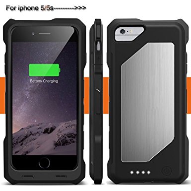 iPhone 5 5S SE Battery Case, [Apple MFi Certified] iFans 2400mAh iPhone 5 5s SE Battery Charging Case,Rechargeable Protective Power Pack Case Cover for iPhone 5 5s,Locked or Unlocked Iphone5 & 5s. (Compatible with Verizon, Sprint, Tmobile, AT&T Wireless).Original Apple 8 Pin Lightning Connector & Battery, iOS 7 ,iOS 8  Compatible (Black Silver)