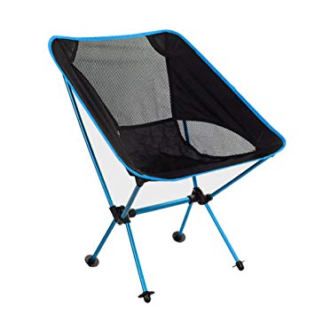 Portable Folding Camping Chair, High Quality Aluminum Alloy Seat, Lightweight Compact & Heavy Duty (up to 200 lbs), Comfortable for All Outdoor Events in Lawn Beach Fishing Hiking (Lake Blue)