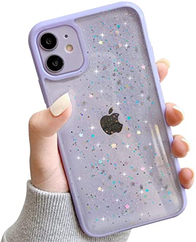 Ownest Compatible with iPhone 11 Case,Clear Sparkly Bling Star Glitter Design for Women Girls Soft TPU Shockproof Anti-Scratch Protective Cases for iPhone 11-Purple