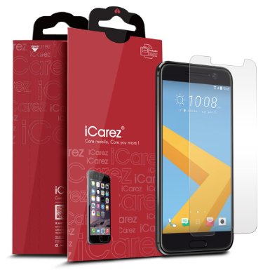 iCarez [HD Clear] Screen Protector for HTC 10 [ Unique Hinge Install Method With Kits ] Easy Install with Lifetime Replacement Warranty [3-Pack] - Retail Packaging