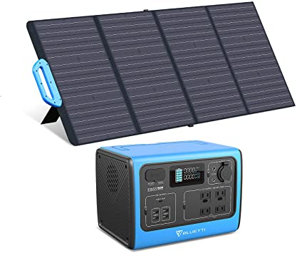 BLUETTI Solar Generator, EB55 537Wh Portable Power Station with PV120 120W Foldable Solar Panel Included, 4x110V/700W AC Outlets, LiFePO4 Battery Pack for Outdoor Camping Off Grid Emergency