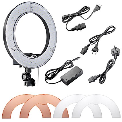 Neewer® Camera Photo/Video 14"/36cm Outer 36W 180PCS LED SMD Ring Light 5500K Dimmable Ring Video Light with Plastic Color Filter Set   Universal Adapter with US/EU/UK Plug