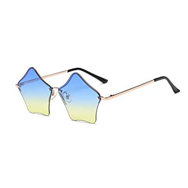 MINCL/Super Cute Star Shape Rimless Sunglasses Metal Frame Transparent Candy Color Eyewear