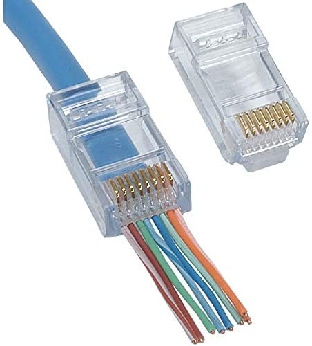 Delcast 100pcs EZ RJ45 Pass Through Modular Plug Network Cable Connector End 8P8C CAT6