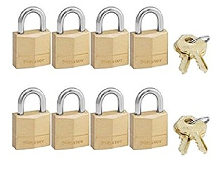 Master Lock 120Q Solid Brass Body Padlock, 3/4-Inch Wide Body, 7/16-Inch Shackle Diameter, 8-Pack