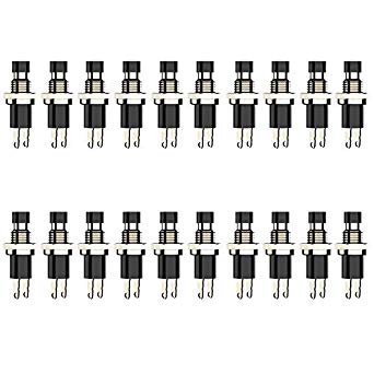 DIYhz 1A 250V AC SPST Normal Closed(NC) Momentary Switch 2 Pin Mini Micro Push Button Black Cap 20 Pieces