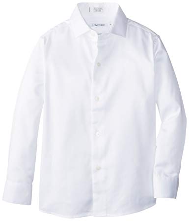 Calvin Klein Boys' Long Sleeve Sateen Dress Shirt