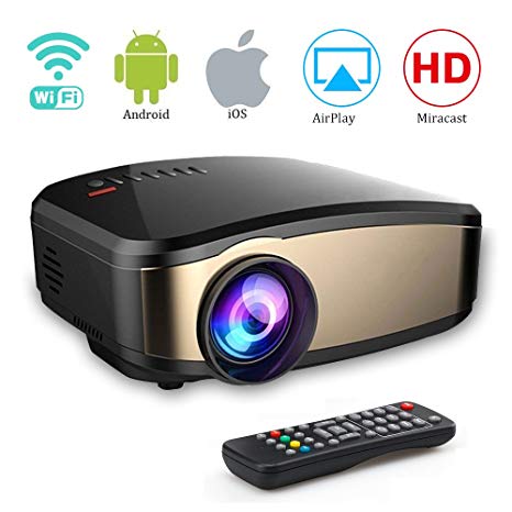 weton Mini Wifi Video Projector 1080P HD, Wireless Full HD 1080P Movie Projector Portable With HDMI USB Headphone Jack TV Good For Home Theater Game Movie XBOX ONE 120'' Max Dispaly (C6)