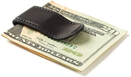 Leatherology Metal Money Clip Card Holder, Minimalist Wallet, Full Grain Leather