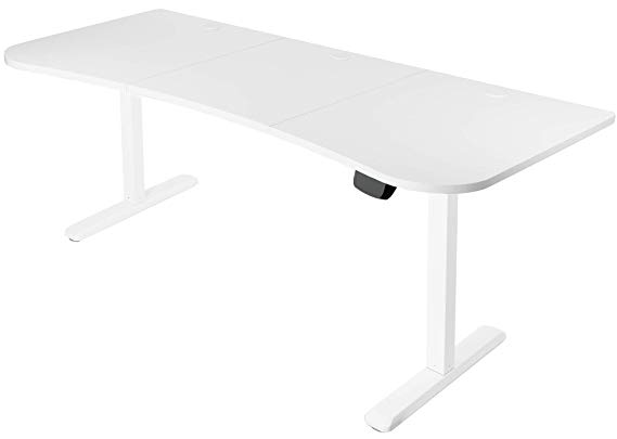 VIVO White Electric Height Adjustable Stand Up Desk Frame Workstation with 63" x 32" Table Top and Memory Preset Controller | Frame & 63-inch Desktop Combination (DESK-KIT-2E1W)