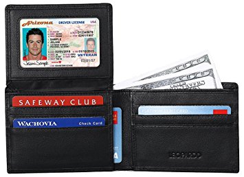 RFID Blocking Leather Wallet for Men - Excellent Credit Card Protector - Stop Electronic Pick Pocketing By Leopardd Made with #1 Grade Napa Genuine Leather