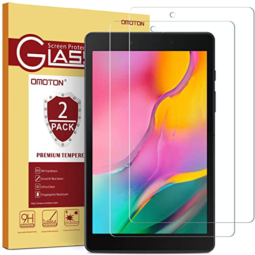 [2 Pack] OMOTON Screen Protector for Samsung Galaxy Tab A 8.0 2019 Released (Wi-Fi Version SM-T290), Tempered Glass/High Definition