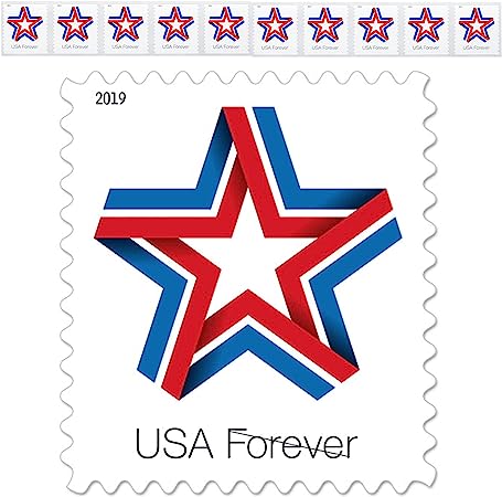 Star Ribbon 1 Strip of 10 Forever Postage Stamps Celebration Patriotic (10 Stamps)