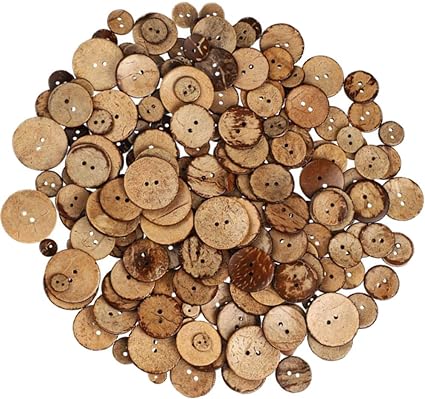 200 Pcs Brown Buttons Sewn-On Craft Buttons Natural Coconut Shell Buttons 2 Holes for DIY Sewing Crafts Supplies DIY Craft Decorations