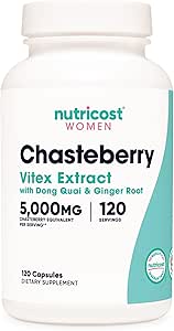 Nutricost Chasteberry Supplement for Women 120 Capsules, 5000mg Chasteberry Equivalent Per Serving, with Dong Quai and Ginger Root Extract, Vegetarian, Gluten Free and Non-GMO