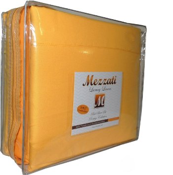 Mezzati Luxury Bed Sheets Set - Sale - Best, Softest, Coziest Sheets Ever! - High Quality 1800 Prestige Collection Brushed Microfiber Bedding - Money Back Guarantee (Yellow, Full)