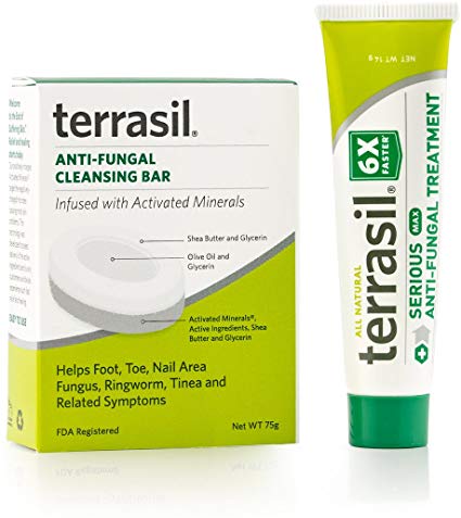 terrasil® Anti-fungal Treatment MAX + Anti-fungal Cleansing Soap - 6X Faster Doctor Recommended 100% Guaranteed All-Natural Soothing Clotrimazole OTC-Registered - Complete Treatment- 14g + Bar