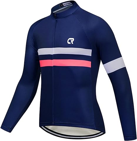Coconut Ropamo CR Men's Long Sleeve Cycling Jersey with 3 1 Zipper Pockets Bike Shirt Cycle Clothing Quick Dry Breathable