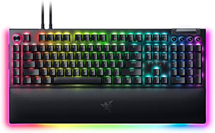 Razer BlackWidow V4 Pro Wired Mechanical Gaming Keyboard: Doubleshot ABS keycaps - Green Mechanical Switches- Tactile & Clicky - Chroma RGB - Programmable Macros - Magnetic Wrist Rest