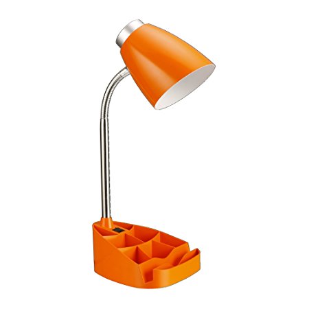 Limelights LD1002-ORG Gooseneck Organizer Desk Lamp with iPad Tablet Stand Book Holder, Orange