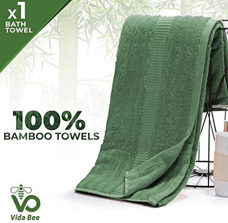 Vida Bee Antibacterial 100% Natural Bamboo Bath Towel | Softer Than Cotton Towels | Sensitive Skin, Babies | 70x140 cm_ Serviette De Bain Plus Douces que de Coton | Peaux Sensibles, Bébés