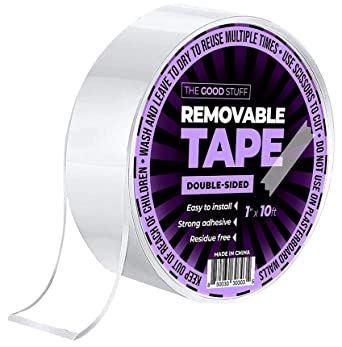 Double Sided Mounting Tape Heavy Duty [1"x10ft - Clear] Magic Removable Nano Tape Two Sided Adhesive Tape - Heavy Duty Double Sided Tape for Wall Sticky for Hanging, Reusable Adhesive Double Face Tape