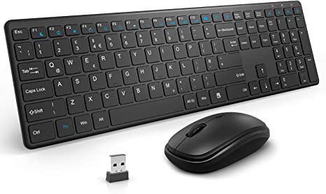 Wireless Keyboard and Mouse Set, TedGem 2.4G Ultra Slim Keyboard and Mouse Full-Size Keyboard 3-Adjustable DPI Mouse Quiet Ergonomic Keyboard and Mouse Combo for PC/Laptop/Computer UK Layout