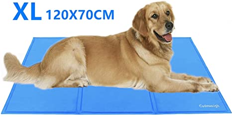 Cadosoigh Dog Cooling Mat 120x70cm Durable Pet Cool Mat Non-Toxic Gel Self Cooling Pad, Great for Dogs Cats in Hot Summer（ sky blue ） (120 * 70CM)