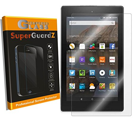 [2-PACK] Fire HD 8 (7th Gen, 2017 Release) Screen Protector [Tempered Glass] - SuperGuardZ, 9H, 0.3mm, 2.5D Round Edge, Anti-Scratch, Anti-Bubble [Lifetime Replacement]