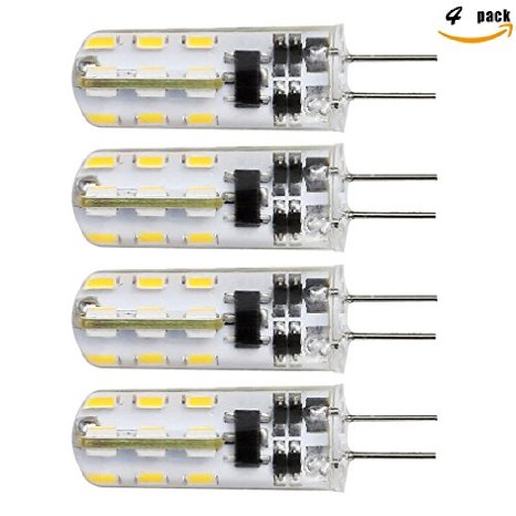 Kakanuo G4 LED Bulb 10-18V AC/DC Warm White 3000K 2 Watt Bi-pin Base 24x3014SMD LED Corn Bulb Non-dimmable (Pack of 4)