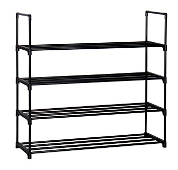 Home-Like 4-Tier Shoe Rack DIY Shoe Tower Metal Storage Rack Shoe Storage Organizer Stackable Shelves for 20 Pairs of Shoes Suit for Entryway Closet 35.6”W x 12” D x 33.2”H (Black)