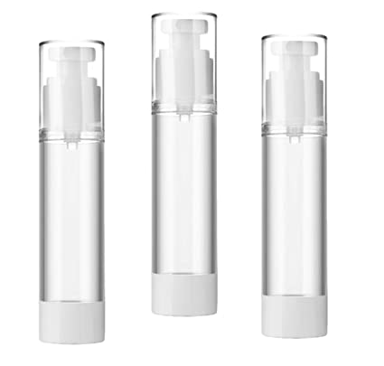【US Stock】 3.4oz/100ml Clear Airless Pump Bottles Vacuum Dispensing Fine Mist Sprayer Refillable Liquid/Lotion Container, 3